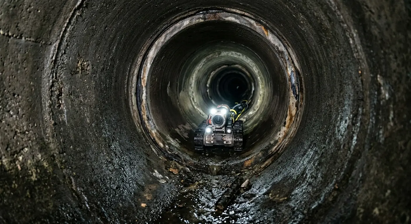 Robotic sewer camera inspecting pipe interior for Sewer Line Repair in Coos Bay